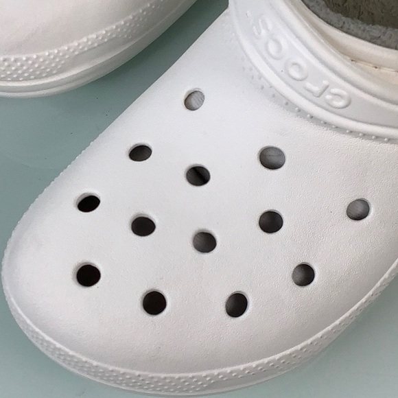 CROCS classic white Lined Dual Comfort clogs unisex size 10 women 8 men EUC - Picture 10 of 12